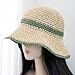 Womens Sun Hats Wide Brim Summer Beach Hat for Women Foldable Bucket Fedora Handmade Crochet Straw Hat Packable UPF50,Beige-Green