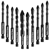 Mgtgbao 10PC Black Upgraded Concrete Drill Bit, Special Crooked Head Eccentric Drill Bit Masonry Drill Bit Set for Plastic Glass Brick Cement Tile Marble Wood (3/16”-1/2”).
