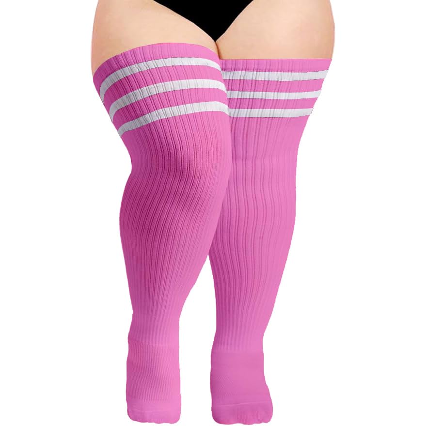 Image of Moon Wood Plus Size Thigh High Socks for Thick Thighs- Womens Knit Cotton Extra Long Over the Knee High Socks Leg Warmer