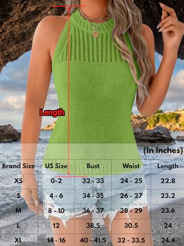 Image of ChiaoLezhee Women's Summer Knit Tank Tops, Racerback High Neck Lightweight Sweater Vest, Dressy Casual Outfits