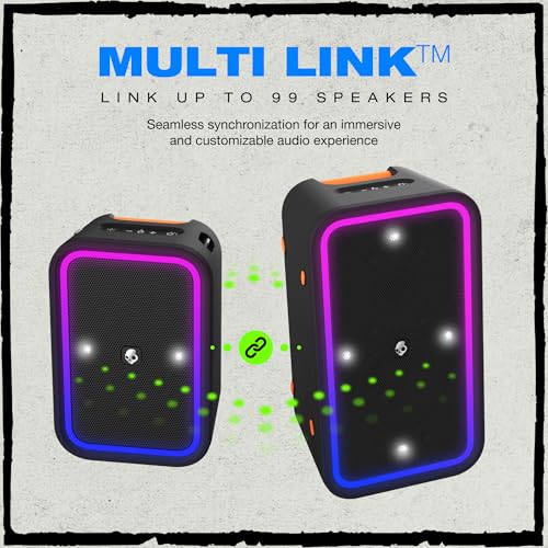 Skullcandy Stomp Bluetooth Speaker – IPX7 Waterproof Wireless Portable Speaker, with LED Lightshow & Strobe Modes, 12 Hour Battery, Multi-Link, & USB-C & USB-A Output Charging (Stomp, Black) - image 6