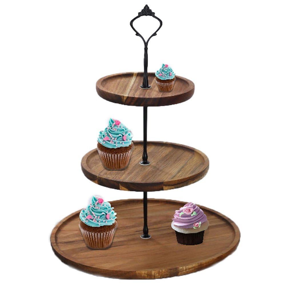 Soporte para Bandeja De Frutas, Soporte De Madera De 3 Niveles para Pasteles, Soporte para Servir, Bandeja para Frutas, Postres, Cupcakes, Bandeja De Exhibición, Almacenamiento para Fiestas