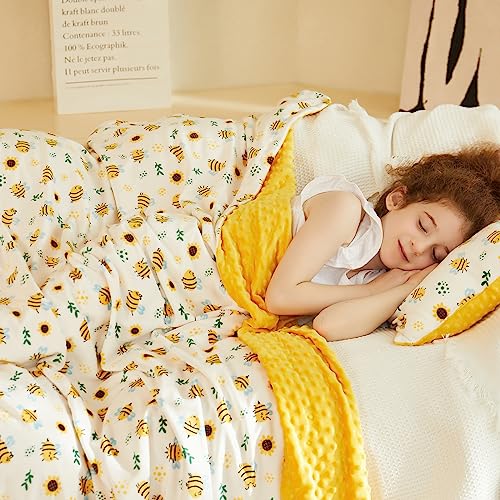 Daysu Silky Micro Soft Plush Baby Blankets Unisex With Print Animal Pattern And Soothing Raised Dots, Double Layer Bed Throws For Toddler Cot, Bee, Yellow, 50X60 Inches #TOP3