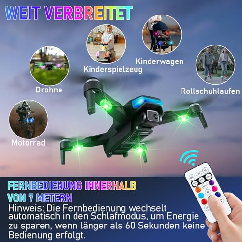 4 Stück Drahtloses Auto LED-Blitzlichter Akku mit Fernbedienung, 8 Farben Hochhelle Blitzleuchte für Auto, Drohne, Kinderspielzeug, Kinderwagen, Rollschuhlaufen