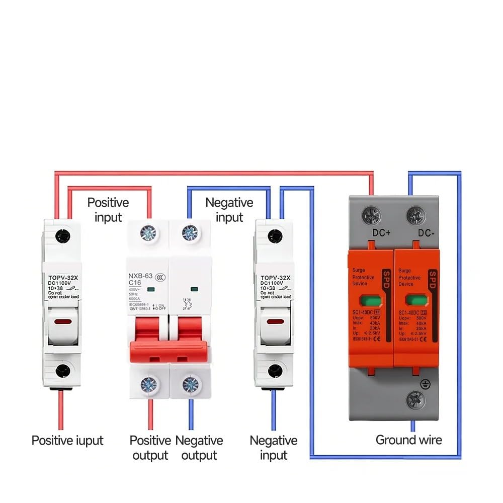 SPD 2P DC Surge Protector 500V 600V 800V 1000V, adatto for la protezione contro i fulmini dei sistemi di energia solare fotovoltaica | 20-40KA,600V