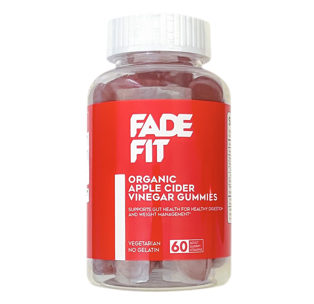 Fade Fit Organic Apple Cider Vinegar 220g - Gluten-Free and Vegan with 60 Gummies per Bottle