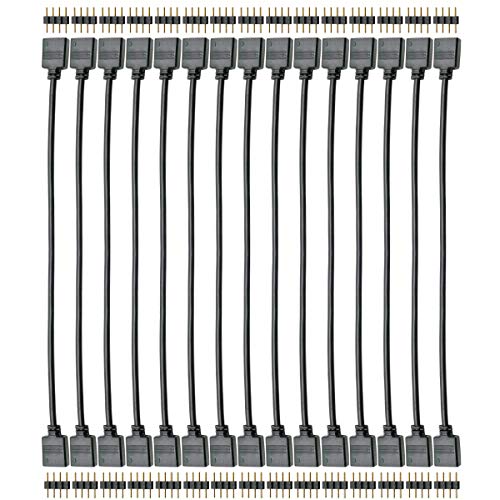 15pcs LED Light Extension Cable 0.3M 0.98ft, LED Light Strip Connector LED 4 Pin Extension Cable Cord Wire for SMD 5050 3528 2835 RGB LED Light Strip (Black)