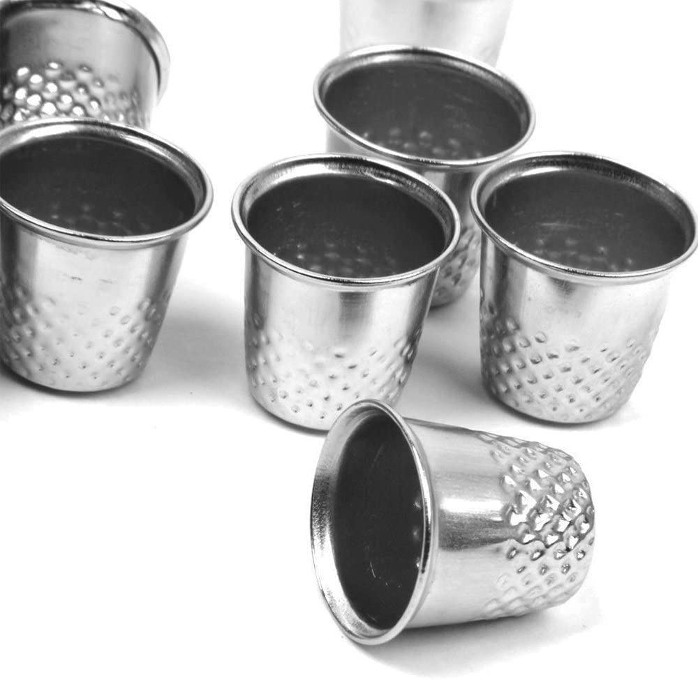 Amazon.co.jp: 鉄製の銀色指サック10個入り、縫製用 : 文房具