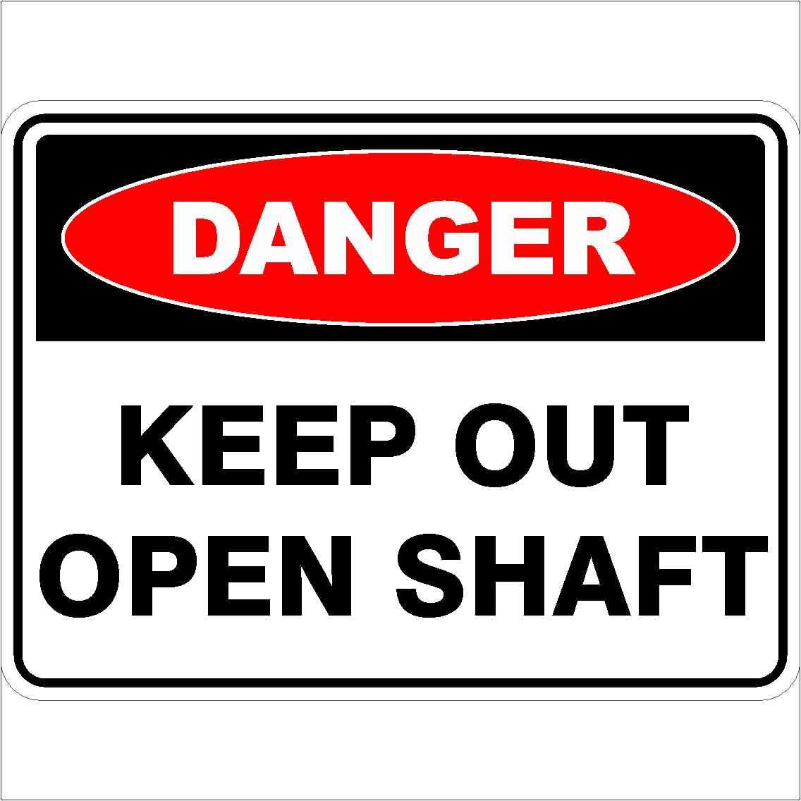 Keep Out Open Shaft Danger Signs, 12x8 Metal Tin Sign, hazard warning for exposed pits and open shaft areas.