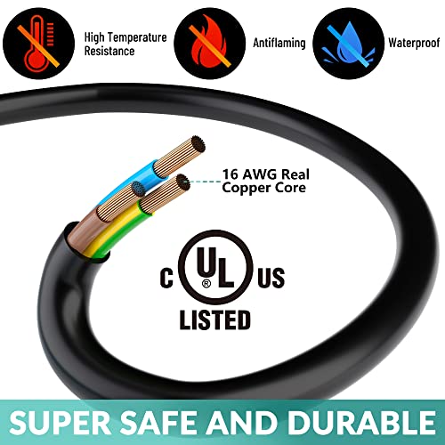 4 Way Power Cord Splitter Cable-3 Prong 1 To 4 Extension Cord-Outlet Saver-Elecan Male To Female Y Splitter Power Extension Cable Strip–Ul Certified Sjtw 16 Gauge 13 A/125 V–1.5 Feet Black #TOP1