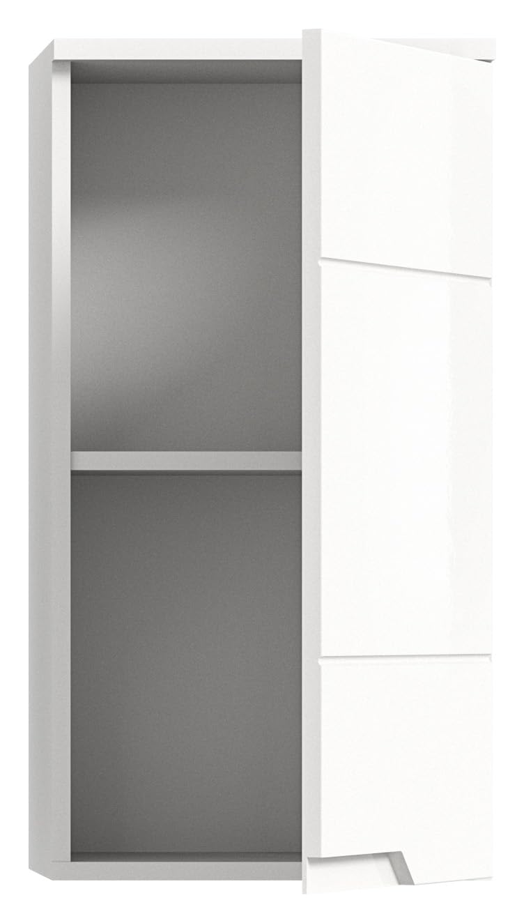 xonox.home - Hängeschrank Solero 38x73x27 cm in weiß und weiß hochglanz - Badezimmerkombination Badmöbel Badset - zeitloses Design schöner Blickfang