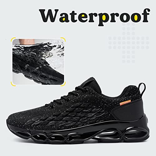 Fates Tex Waterproof Shoes For Men Tennis Sneakers Rain Water Resistant Comfortable Walking Running Casual Breathable Work Shoes(10,Black White) #TOP2