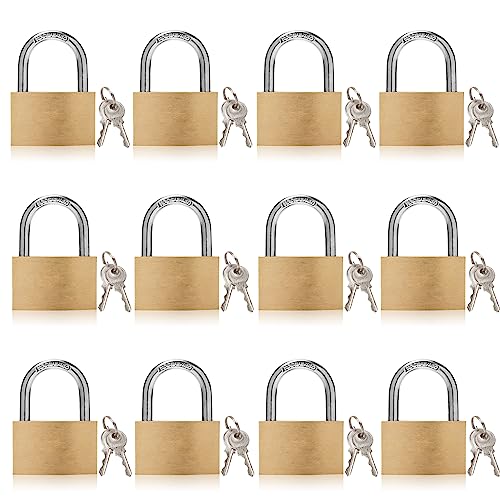 Image of Thin Solid Brass Keyed Padlock Keyed Different Locks-40mm-12pack