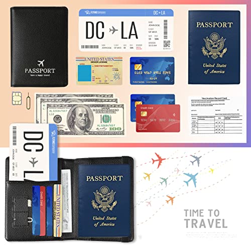 Passport Wallet, Rfid Passport Holder Cover Travel Wallet With Multiple Organizer Pockets For Id/Cards/Money/Documents, Pu Leather Passport Case Purse, International Travel Essentials (Black) #TOP2