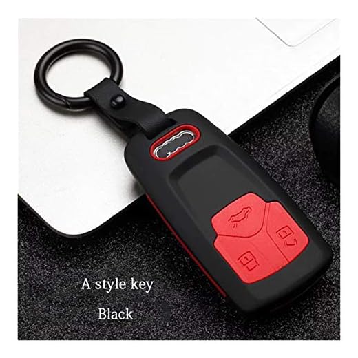 XUELINGTANG Bil styling tillbehör passar för AUDI A6 RS4 S5 A3 Q3 Q5 S3 A4 Q7 A5 TT 2018 Key Bag Cover ABS dekoration Protection nyckelfall för bil (Color Name : A style Black)