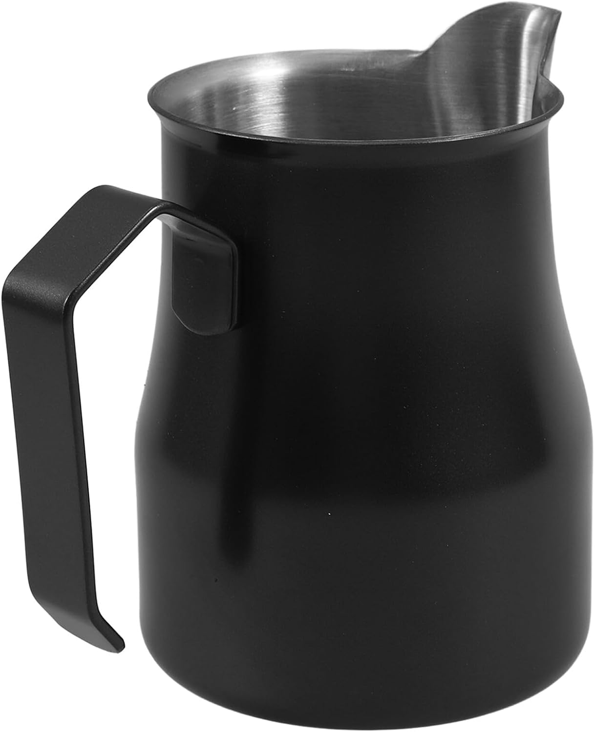 Kisangel Stainless Steel Milk Pitcher with Precision Spout for Espresso Machines Latte Milk Frothing Jug for Coffee Steaming and Latte Art Black Thickened Professional