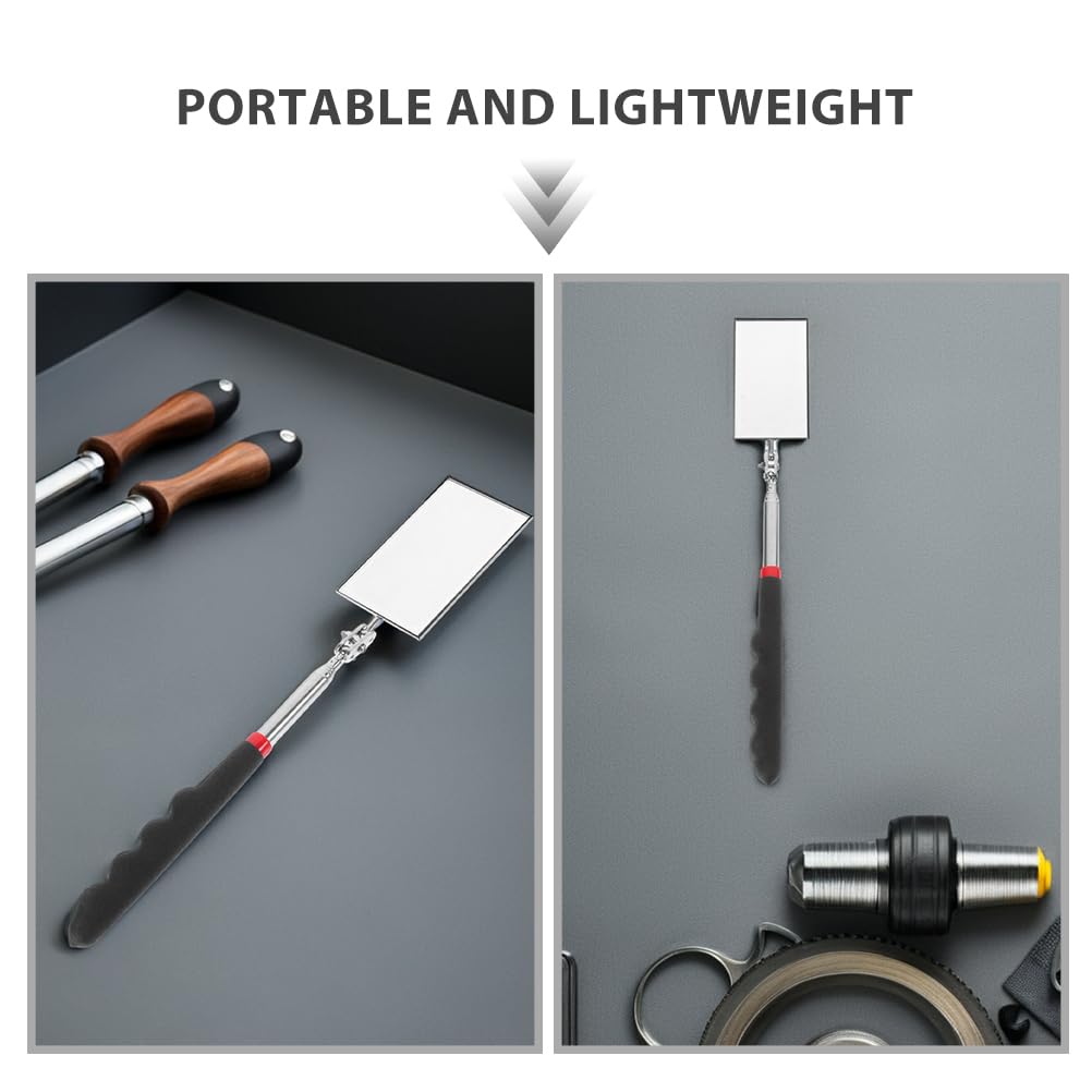 2pcs Telescoping Inspection Mirror Mechanics Mirror Tool with Long Handle Extendable for Technicians Mechanics Contractors Checking Observation
