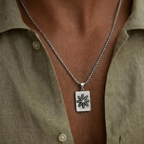 Image of THE MEN THING - Sanatan Divine Symbols Oxidised Pendant Necklace with 24inch Round Box Chain for Men & Boys