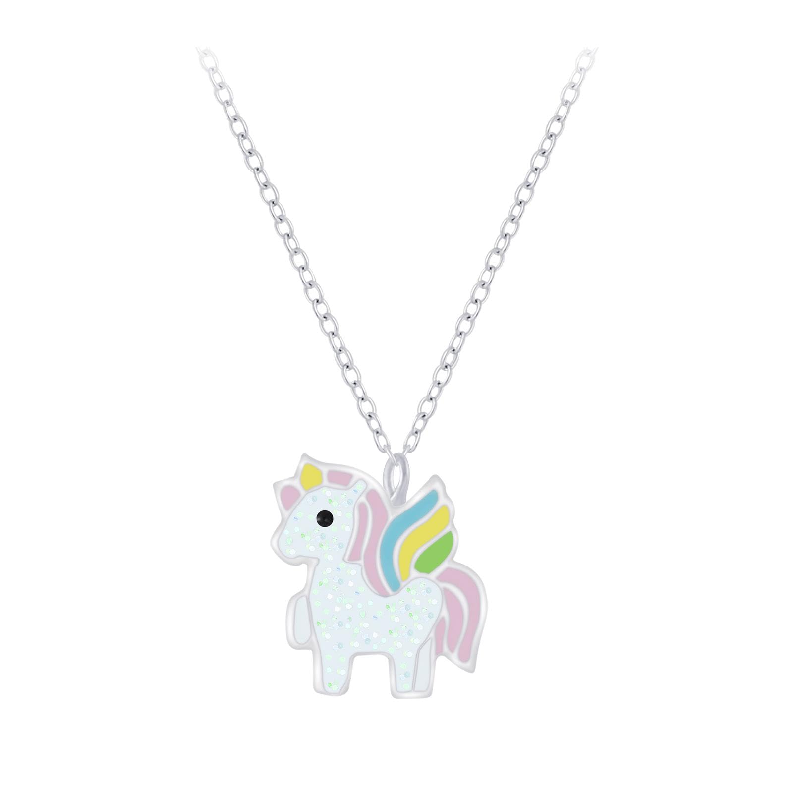 MONKIMAU Kinder Halskette Einhorn aus 925 Sterling Silber - Mädchen Halskette, Kinderkette, Halsschmuck, Anhänger - hypoallergen, nickelfrei & verstellbar