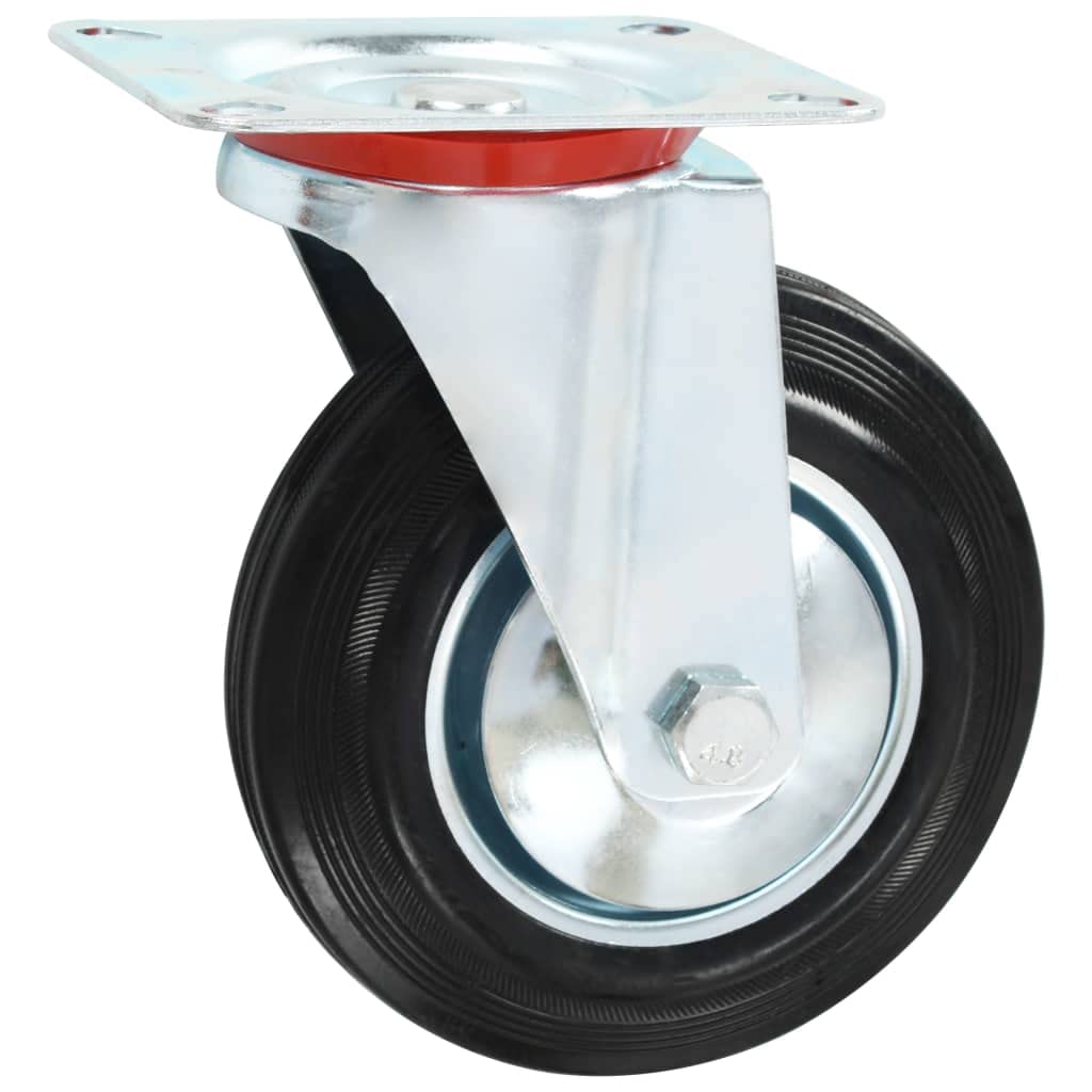 Ruote girevoli 4 pz 160 mm in gomma e ferro con rivestimento in zinco, 150 kg per ruota, con doppi freni per banco da lavoro, carrello, carrello di trasporto, officina e magazzino