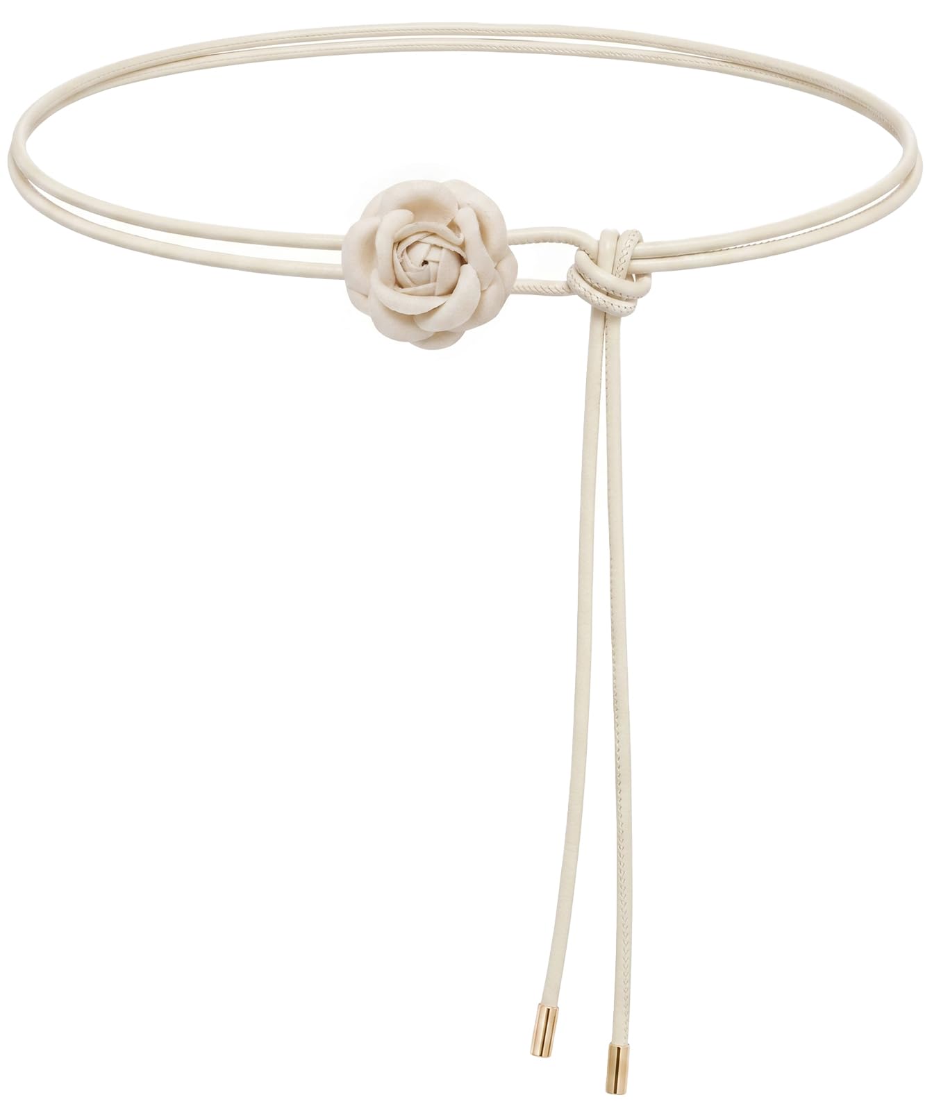 LIMHOO Women's Boho Skinny Flower Belt PU Leather Knotted Waist Belt for Dresses Shirts