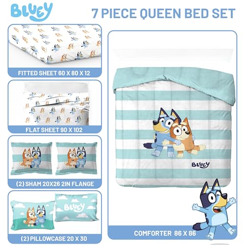 image for Jay Franco Bluey & Bingo 7 Piece Queen Size Bed Set - Includes Comfort