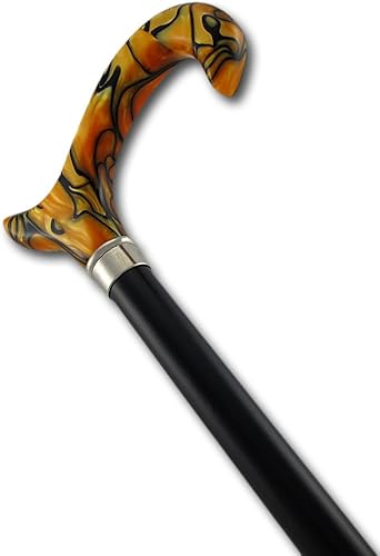 Miniatura 1 de Mármol naranja acrílico que camina el eje de madera negro de la manija del Derby del bastón