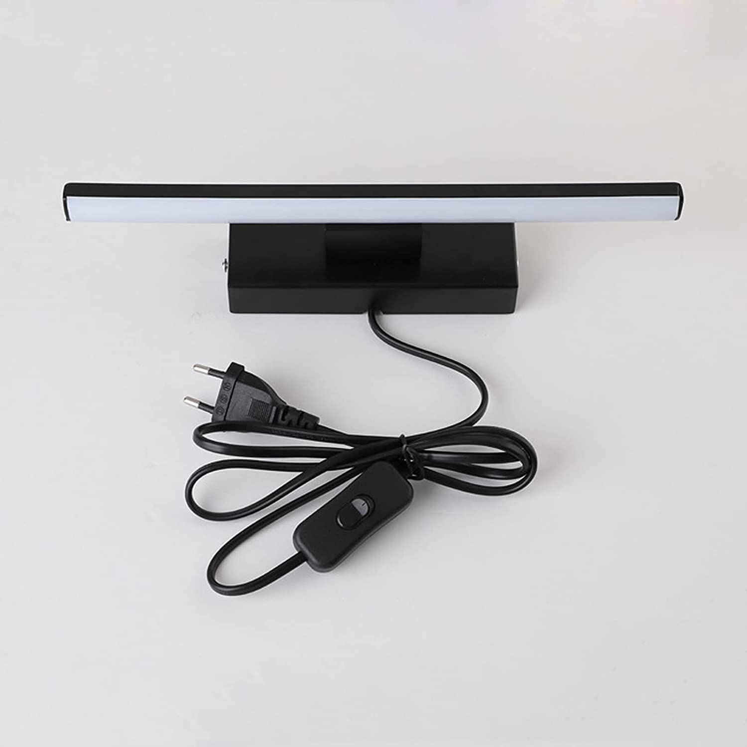 Aplique pared interior regulable 3000k-6500k, luz espejo baño con enchufe, lámpara pared giratoria 330° para estudio o dormitorio junto a la cama (Negro)