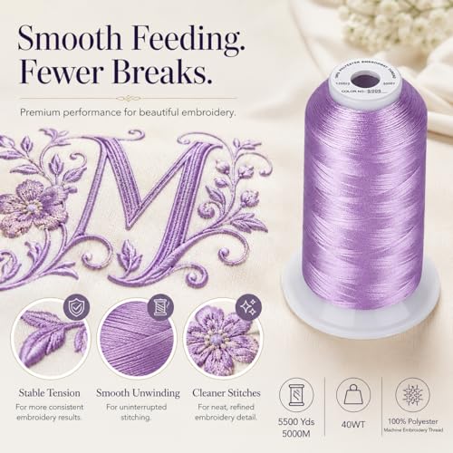 Image of Simthread 5000M 40WT Polyester Embroidery Thread, Orchid S095 | 5000M 40WT polyester thread feeds smoothly for machine embroidery, monograms, logos, patches and quilting.