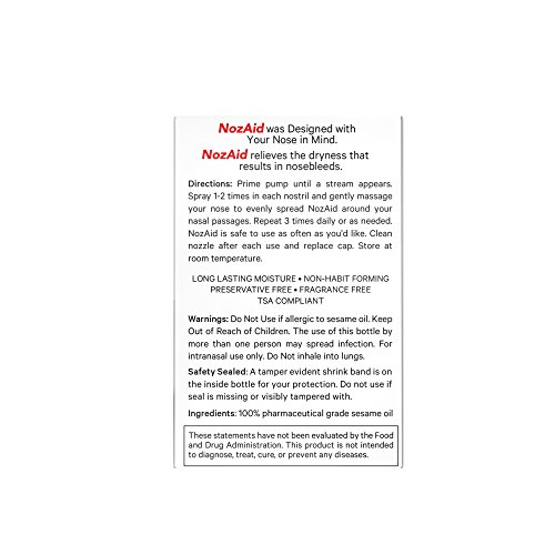 Nasal Moisturizer Spray (2 Pack) w/ Sesame Oil .34 Oz Moisturizing