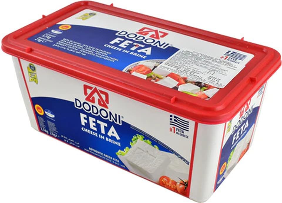 Dodoni Queso feta griego – 1 recipiente de 2 kg – Queso de oveja de Grecia madurado en salmuera,...