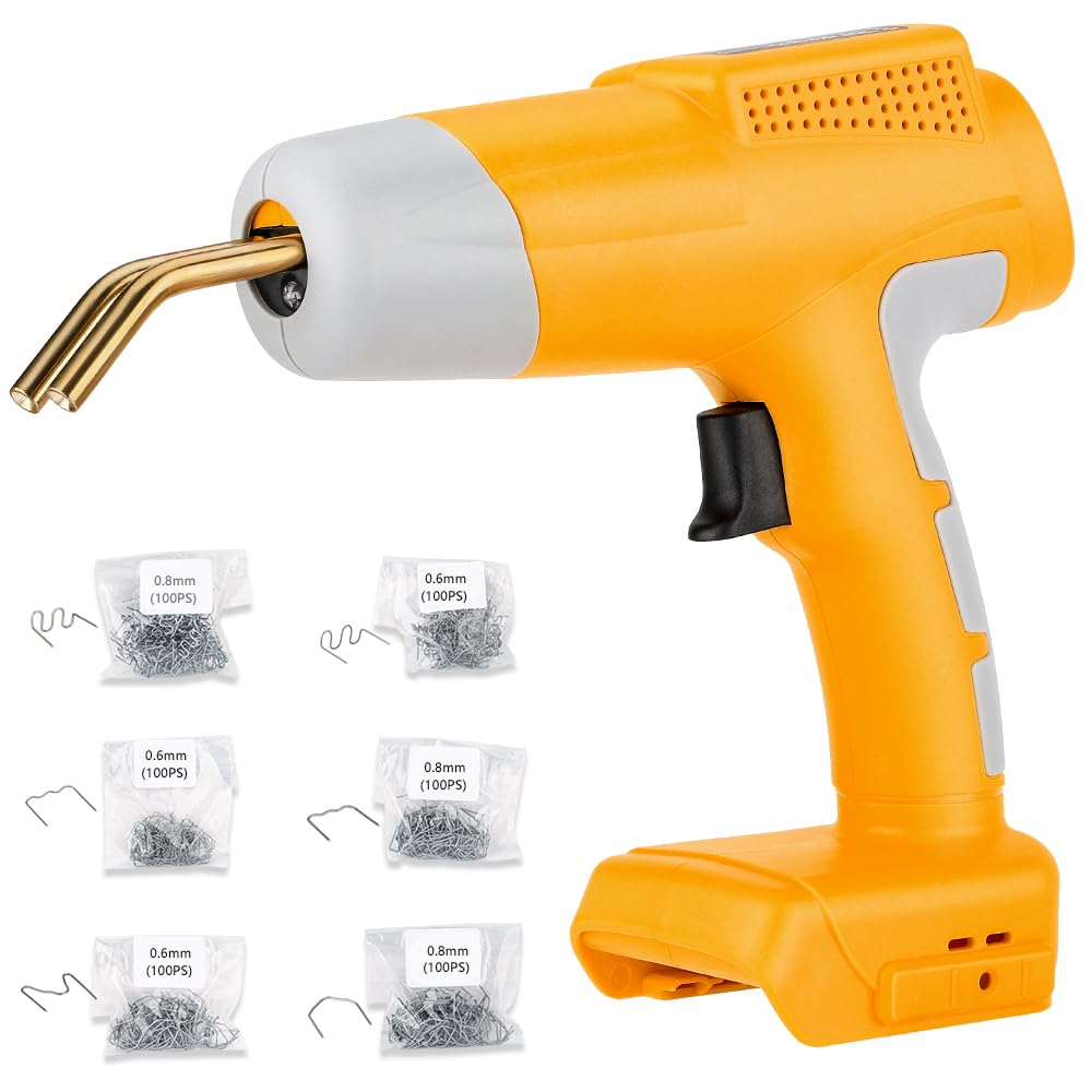 Choerinton Pistola saldatrice in plastica senza fili, compatibile con batteria Dewalt max 20 V con 600 punti metallici a caldo, kit di saldatura in plastica per paraurti auto, cruscotto e riparazione