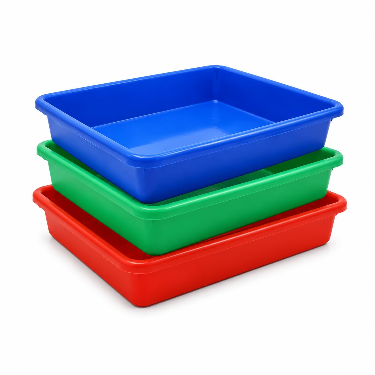 Dmitry 402 Rectangular Multipurpose Organising & Storage Plastic Tray, Set of 3, Multicolour, Made in India, Standard (Multi) - 32 x 27 x 6-picture-28