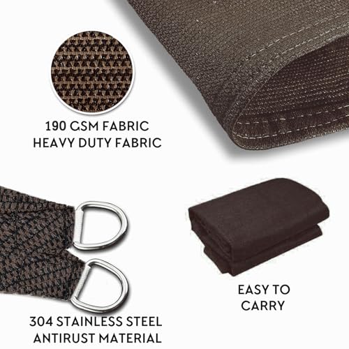 SHADEWIZ Triangle 32' x 32' x 32' Brown Sun Shade Sail Canopy Awning for Patio Backyard Lawn Garden Outdoor Activities Grade UV Block Mesh Netting, We Can Make Custom Sizes