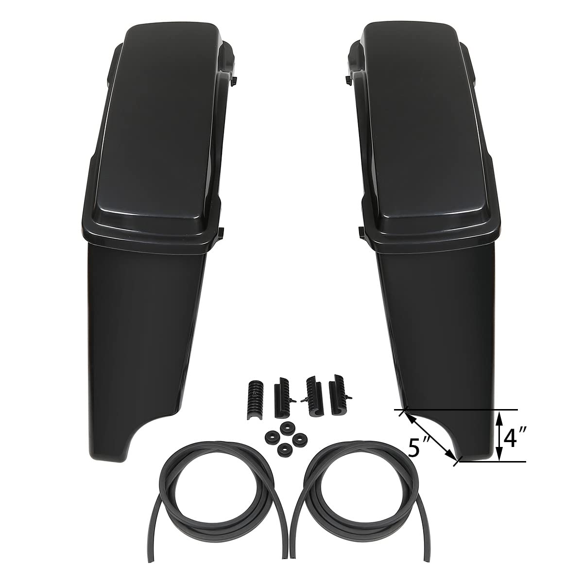 XMT-MOTO Stretched Hard Saddlebags Saddle bags for Harley 1994-2013 Touring models road glide, road king, ultra, street glide, electra glide and 1984-2017 Softail models,Unpainted Black/No Accessories