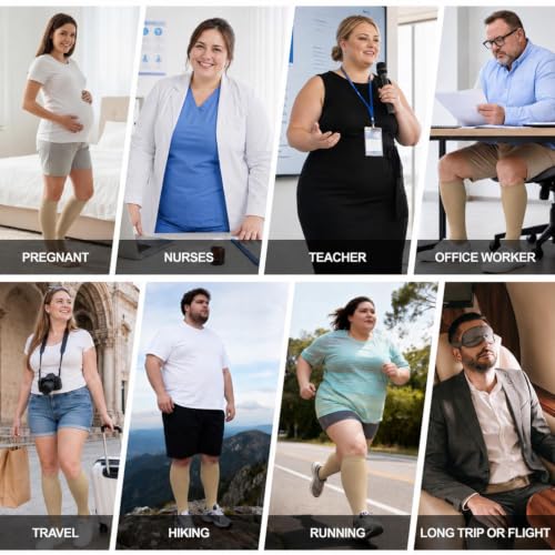 Image of Plus Size Compression Socks: Wide Calf for Women Men 20-30 mmHg