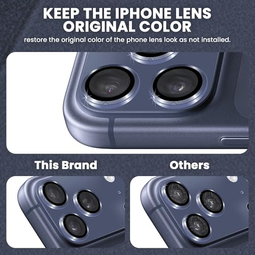 Image of ArmourPro Camera Lens Protector for iPhone 17 Pro 6.3-Inch, Full Coverage 9H Tempered Glass Ring Cover, Matte Metal Plate, Case Friendly | Deep Blue, Pack of 1