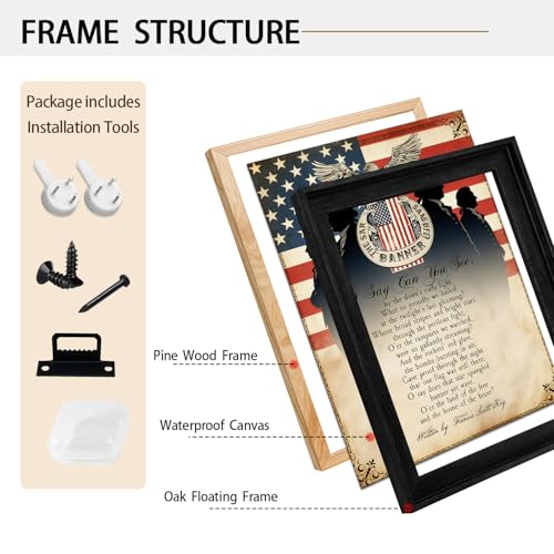 Image of American Flag Framed Canvas Wall Art, 4th of July Red White Blue Canvas Prints, USA Flag with Bald Eagle Patriotic Decorations, Vintage Independence Day Wall Decor for Bedroom Living Room 8x10