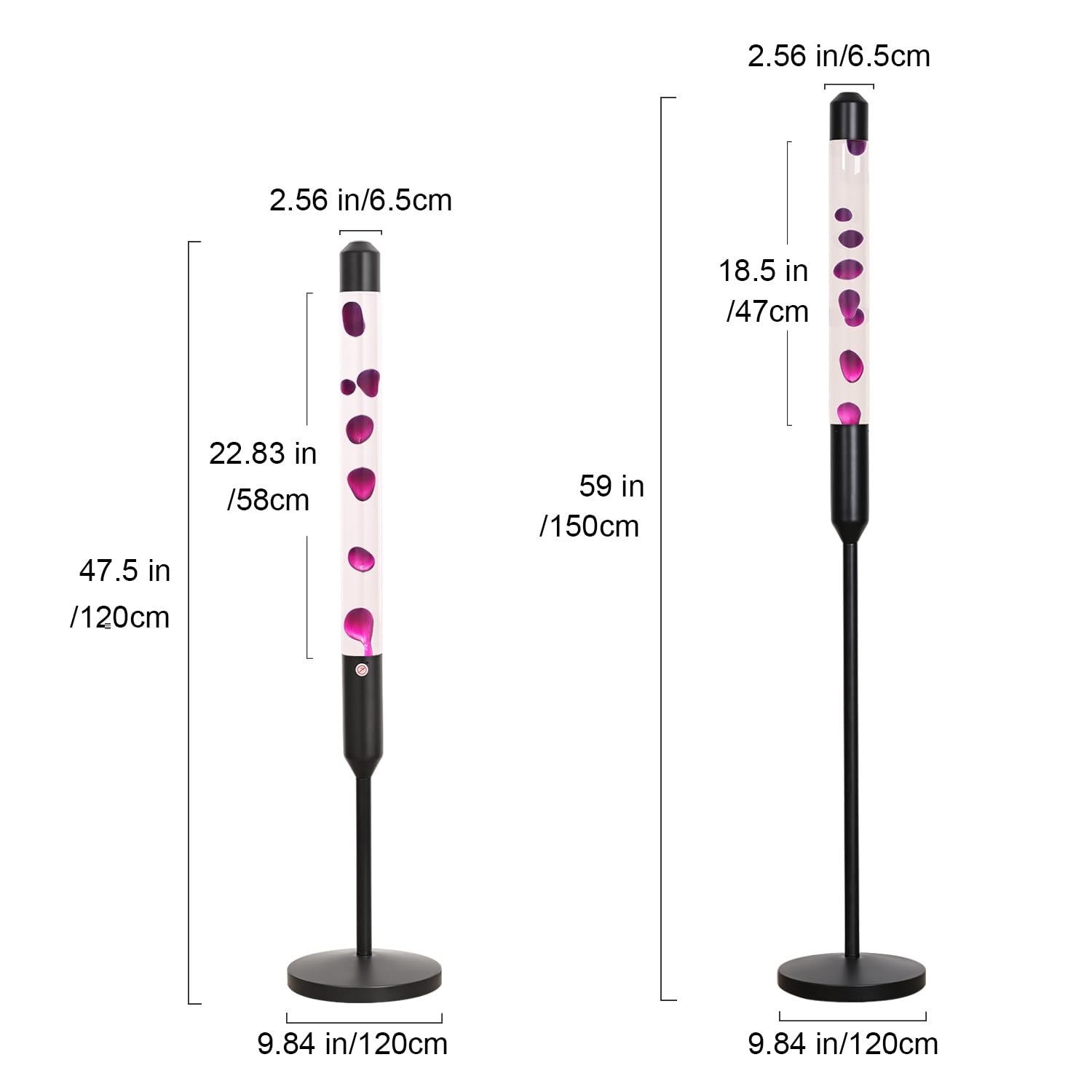 Kyzfy Lampe magma à mouvement liquide de 120,7 cm, lumière de relaxation d'ambiance, convient pour la décoration de la maison, salon, bureau, chambre, café (cire violette)