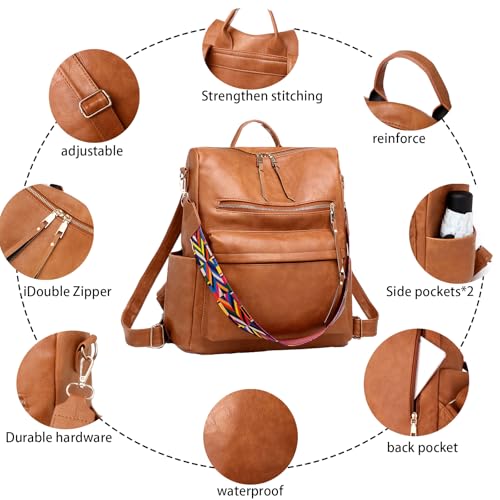 Image of Women's Fashion Backpack Purse for Women Leather Multipurpose Design Ladies Shoulder Bag Travel bag Satchel Handbags