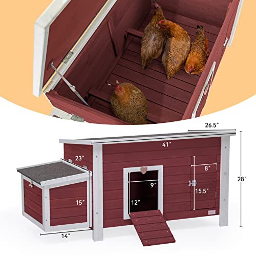 Petsfit SHW1001010RWZ2B Large Chicken Coop With Upgraded Perches, Wooden Outdoor Chicken Cage thumb #4