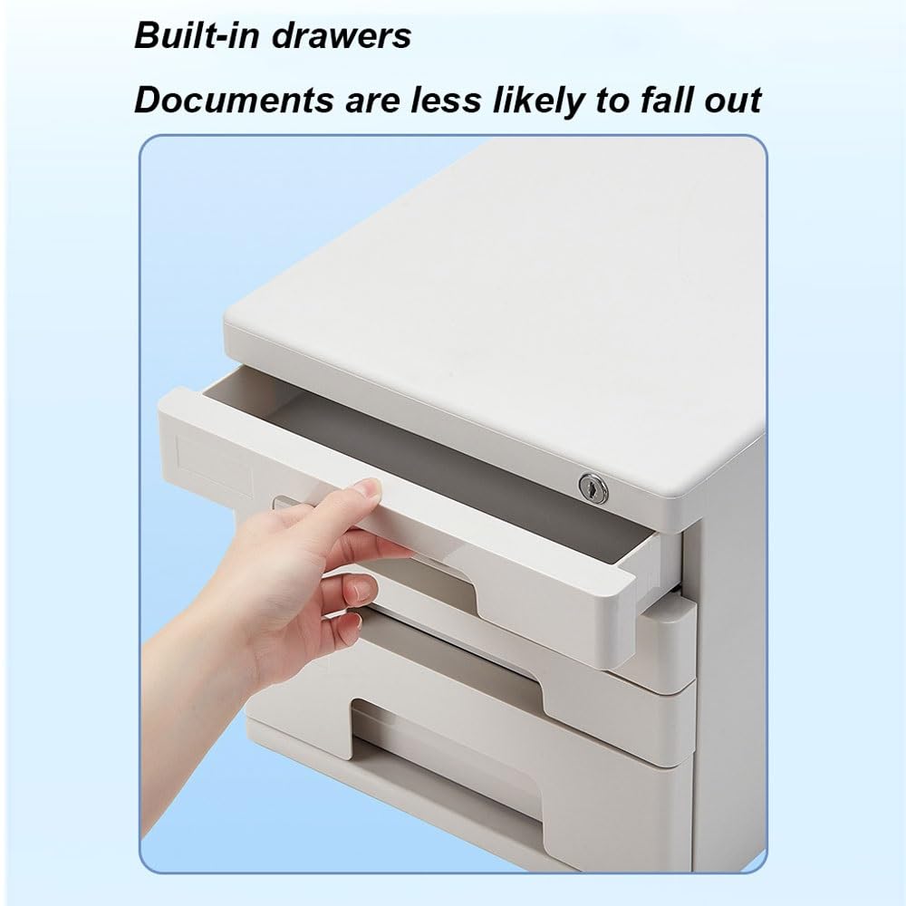 Armadietto portadocumenti con serratura resistente, organizer in metallo a 4 cassetti per documenti A4 e forniture per ufficio, archiviazione sicura per casa, ufficio e uso aziendale