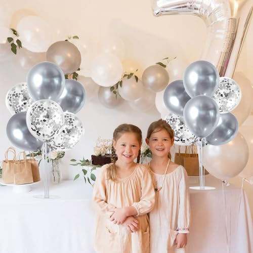 Image of TONIFUL 4 Set Silver Balloon Stand Balloon Centerpiece for Table Decoration