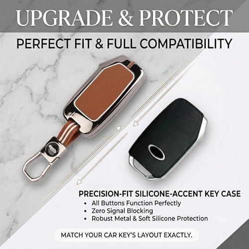 Image of Coll of Fest Premium Metal Key Cover Compatible with Kia Seltos Facelift | Seltos 2024 | Sonet Facelift | Carens Clavis | Carens X-Line | Seltos 2023 4 Button Smart Key Glow in the Dark