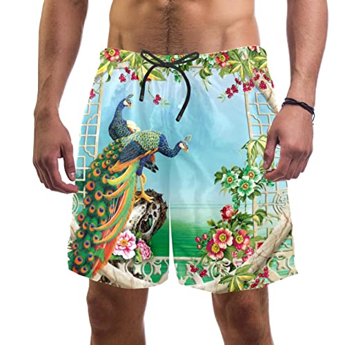 Maillots de bain pour hommes JDEZ short de plage fini le maillot mouillé paons