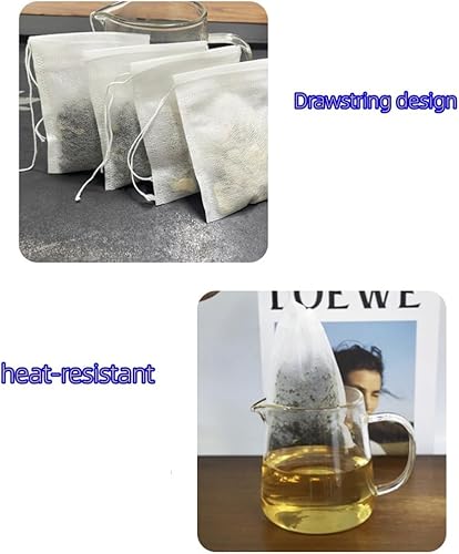 Miniatura 3 de Bolsas de filtro de té, material seguro y natural, infusor de té desechable, bolsa de té vacía con cordón para té de hojas sueltas, juego de 200