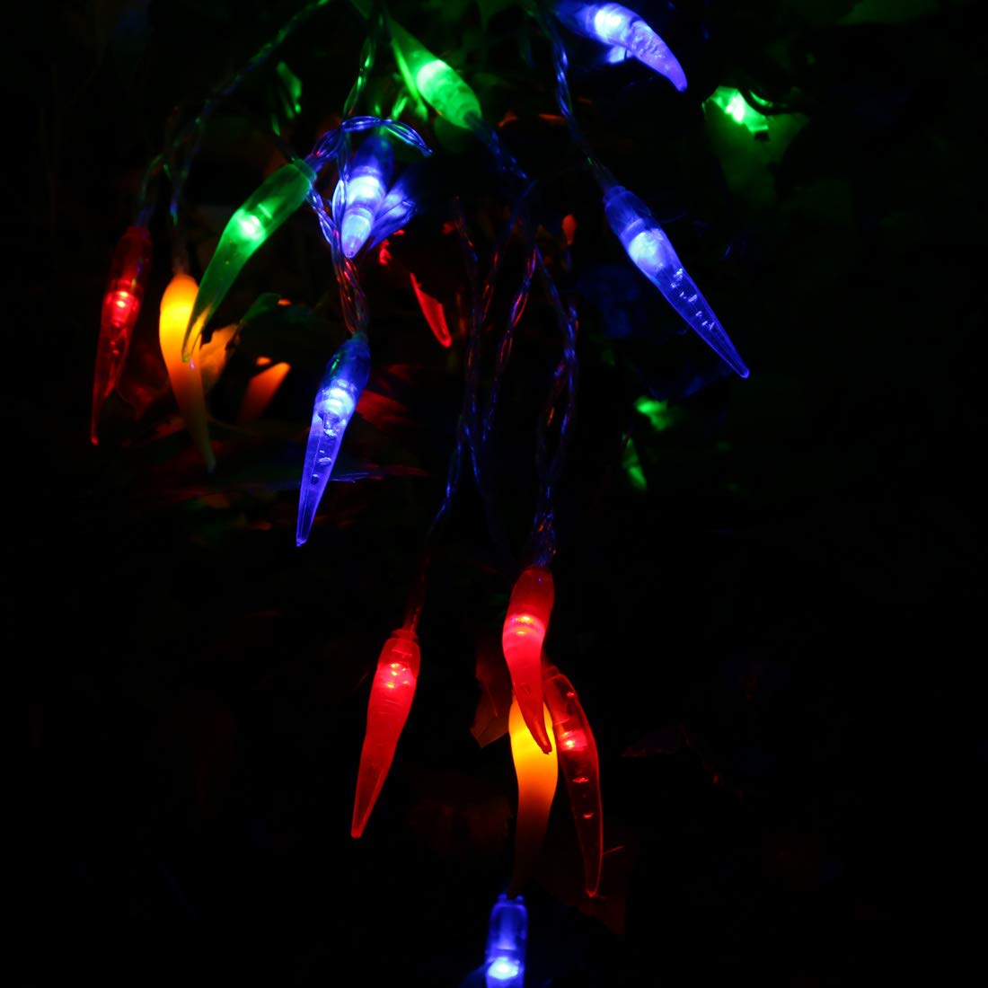 Amants01 Chili String Lights,Multicolor Chili Pepper String Lights 40 LEDs Battery Operated String Lights for Home,Gardens,Park,Patios Decoration,Party,Wedding,Xmas,Chinese New Year.