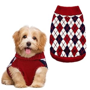 Pet Sweater The Diamond Plaid Cat Dog Shirts, Dog Apparel with Leash Hole,Red Boys Girls High Stretch Pet Clothes Small