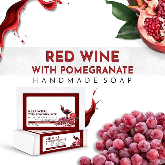 Handmade Red Wine Daily Bathing Bar | For Men & Women||Skin Whitening & Moisturizing| Glowing Skin and boosts collagen I Prevents Acne I 100gm | (pack of 3)