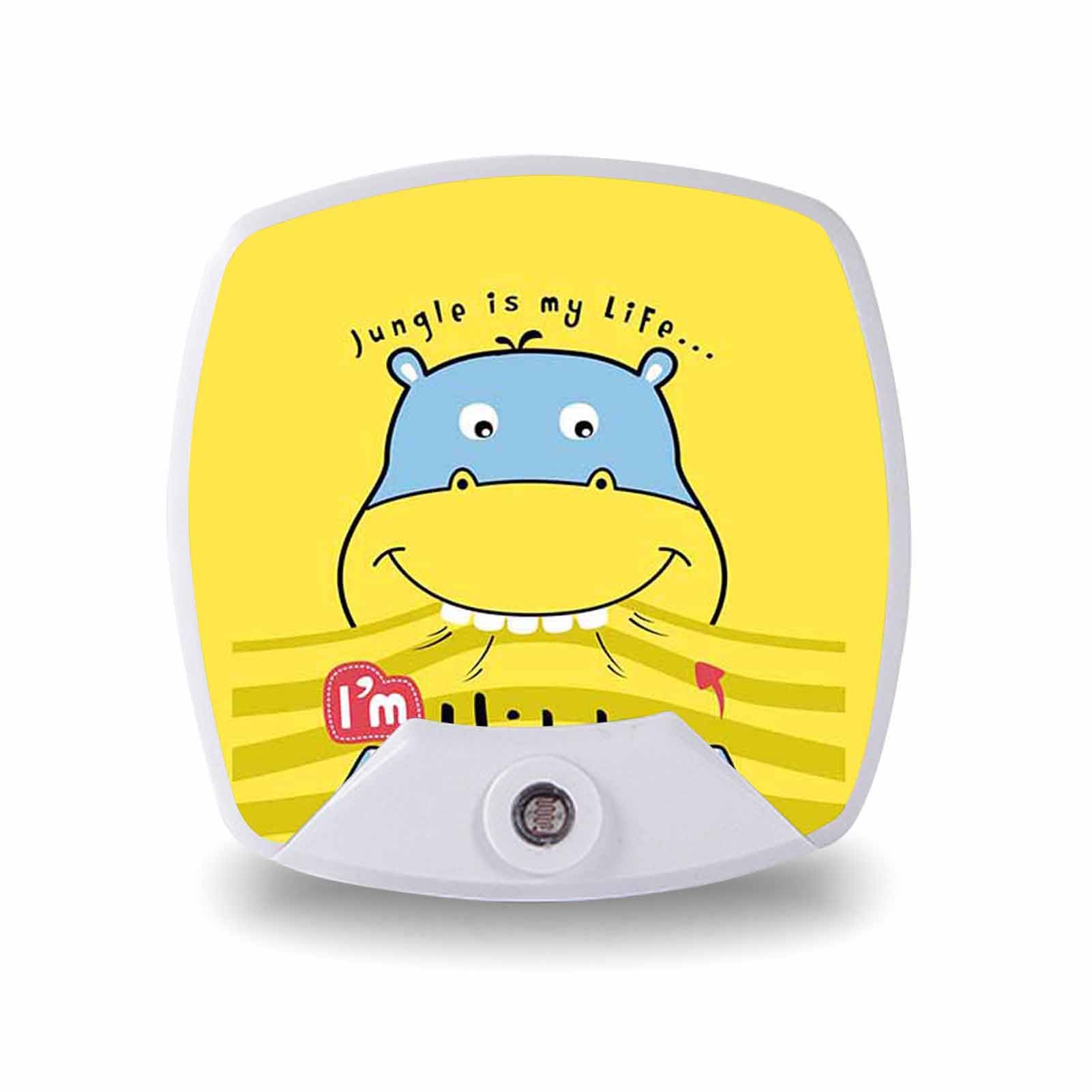 Sensor Night Light Plug in Lamp,Smart Hippo Funny LED Nightlights 3.54x3.54 Inch for Bathroom with Smart Dusk to Dawn Sensor, Adult, Hallway, Kitchen, Stairs